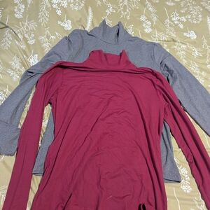 Gray and Burgundy Turtleneck Tops